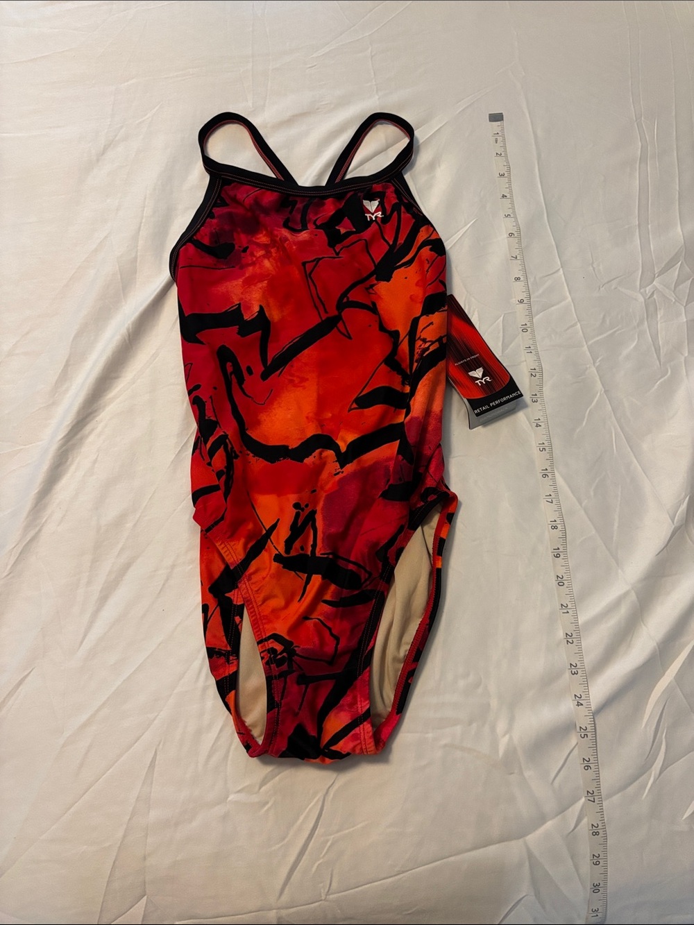 Red/Orange/Black Abstract Print One-Piece Swimsuit